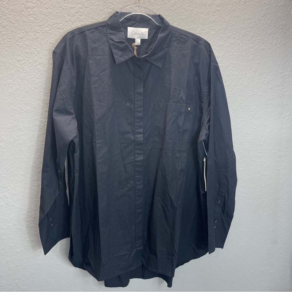 Cleobella Miller Shirt Black Long Sleeve Button Front Relaxed Ethical Blouse - Picture 2 of 13
